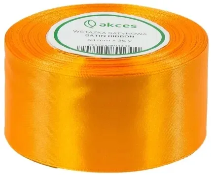 POMARAŃCZOWA WSTĄŻKA TASIEMKA SATYNOWA SATYNA 50 MM 32M ORANGE POMARAŃCZ