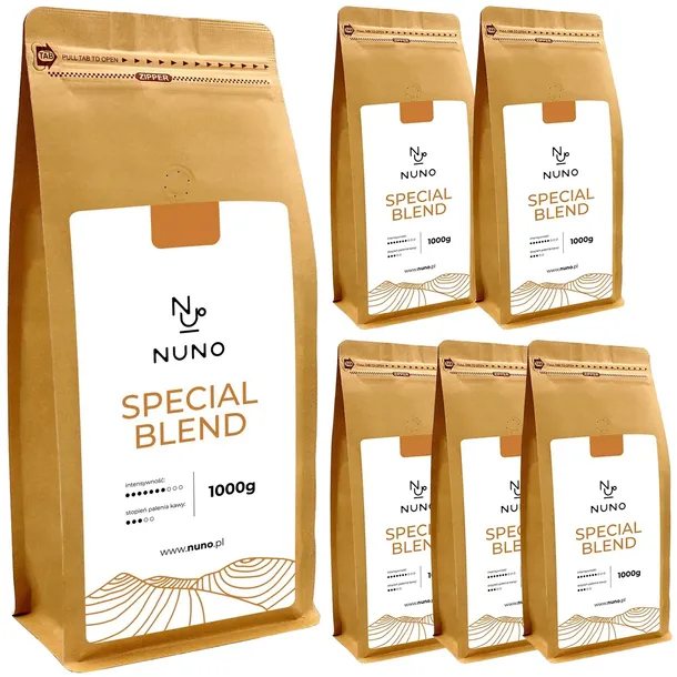 Kawa Ziarnista 1kg x6 ŚWIEŻO PALONA Mieszana z Palarni - NUNO Special Blend