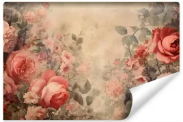fototapeta-rozowe-kwiaty-roze-zielone-listki-do-salonu-450x300