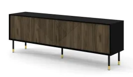 szafka-rtv-woody-180-cm-4d-frezowana-czarny-mat-orzech-pacific