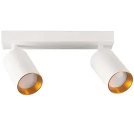 lampa-scienna-sufitowa-2-reflektorki-biala-zlota-pierscienie-26-cm-polux