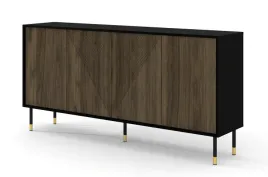 komoda-woody-180-cm-4d-frezowana-czarny-mat-orzech-pacific