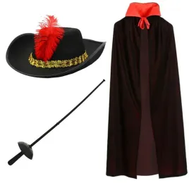 stroj-muszkieter-kapelusz-peleryna-czerowny-kolnierz-80cm-szpada