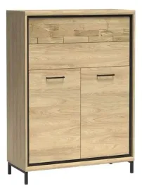 dab-komoda-wysoka-120-cm-pojemna-drewniany-zdobiony-panel-nogi-metalowe