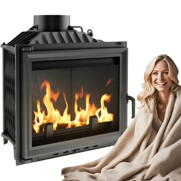 Kominek żeliwny Wkład Kominkowy powietrzny KRATKI ANTEK, moc 10Kw fi180 EKO