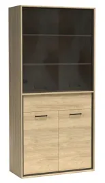 dab-witryna-wysoka-92-x-41-x-197-pojemna-szuflady-drzwi-salon-jadalnia