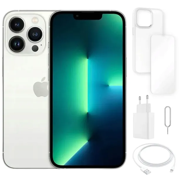 APPLE IPHONE 13 PRO 128 GB | STAN A+ | GRATISY | SREBRNY | SIM + eSIM
