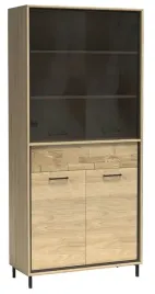 dab-witryna-wysoka-pojemna-metalowe-nogi-drewniany-panel-salon-jadalnia