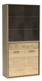 dab-witryna-wysoka-92-x-41-x-197-pojemna-drewniany-panel-salon-jadalnia