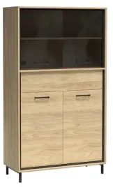 dab-witryna-niska-szeroka-metalowe-nogi-pojemna-szklo-salon-jadalnia
