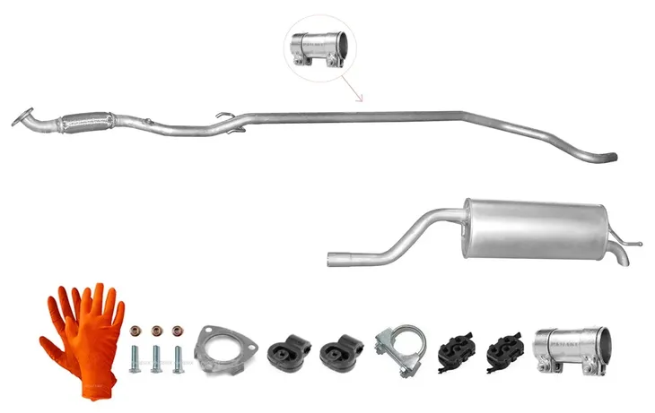 OPEL CORSA D 1.2i 16V 59kW (2006-12/2009) RURA ŚRODKOWA + TŁUMIK KOŃCOWY