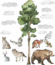 naklejki-na-sciane-xxl-niedzwiedz-wilk-rys-sowa