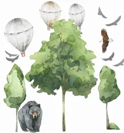 naklejki-na-sciane-xxl-drzewa-niedzwiedz-balony