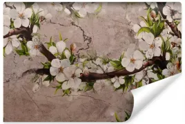 fototapeta-scienna-do-salonu-beton-abstrakcja-kwiaty-wisni-natura-450x300