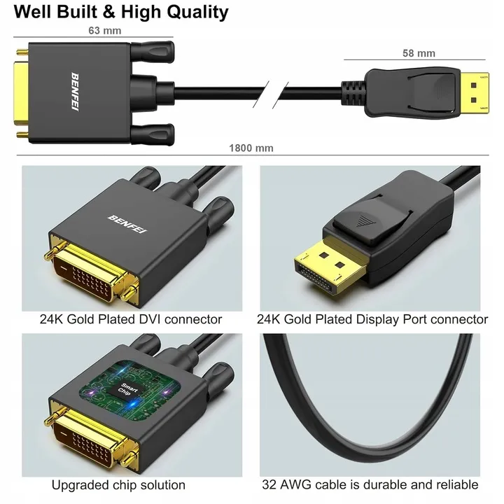 benfei-kabel-displayport-do-dvi-18m-konwerter-stan-nowy