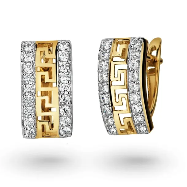 ZŁOTE KOLCZYKI Z CYRKONIAMI GRECKI WZÓR VERSACE 14K PR.585 LUKSUS