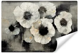 fototapeta-biale-maki-kwiaty-abstrakcja-styl-vintage-beton-mur-450x300