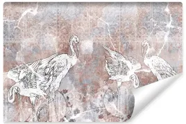 fototapeta-scienna-zurawie-ptaki-abstrakcyjny-marmur-mozaika-450x300