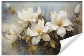 fototapeta-malowane-biale-kwiaty-abstrakcja-rosliny-efekt-3d-450x300