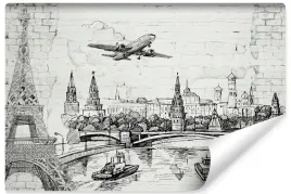 fototapeta-do-biura-swiatowe-zabytki-wieza-eiffla-ceglany-mur-400x280