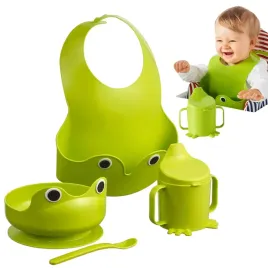 zestaw-naczyn-dla-dzieci-4-elementy-sliniaczek-miseczka-z-lyzeczka-kubek