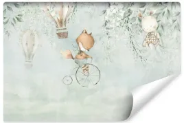 fototapeta-dziecieca-zwierzeta-balony-delikatne-liscie-styl-boho-450x300