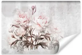 fototapeta-do-sypialni-peonie-piwonie-kwiaty-beton-abstrakcja-450x300