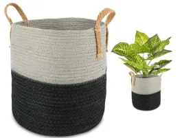 oslonka-doniczki-doniczka-szara-czarna-kosz-torba-z-uszami-przechowywania