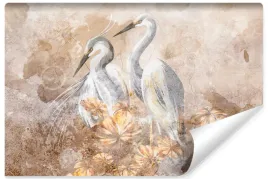 fototapeta-scienna-abstrakcja-ptaki-czaple-liscie-beton-mural-450x300