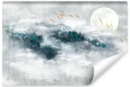 fototapeta-scienna-mglisty-krajobraz-las-ptaki-ksiezyc-natura-450x300