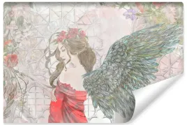 fototapeta-do-sypialni-aniol-kwiaty-ogrod-gotycki-styl-abstrakcja-450x300