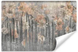 fototapeta-do-salonu-kwiaty-beton-mural-styl-vintage-abstrakcja-450x300