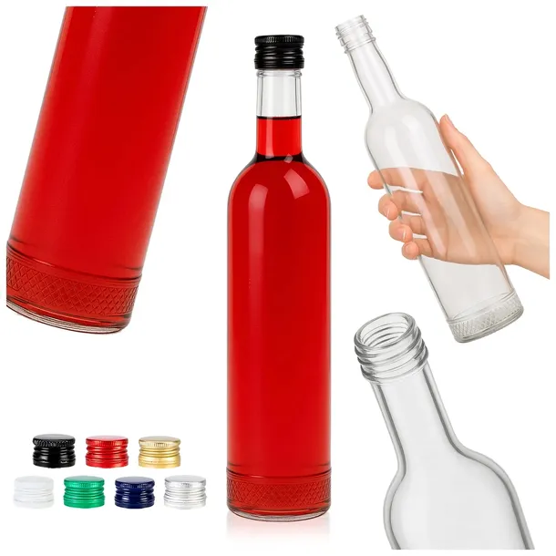 BUTELKA szklana KRYSZTAŁ 500 ml na nalewki wino bimber likier + zakrętka