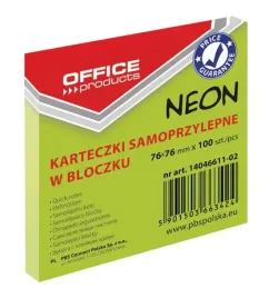 karteczki-samoprzylepne-bloczek-office-products-76x76mm-100-zielony
