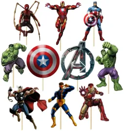 toppery-topper-na-tort-babeczki-ozdoba-avengers-spider-man-hulk-pajak-10szt