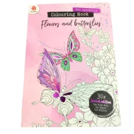 ekskluzywna-kolorowanka-antystresowa-polyskujaca-30-stron-motyl-kwiaty-pink