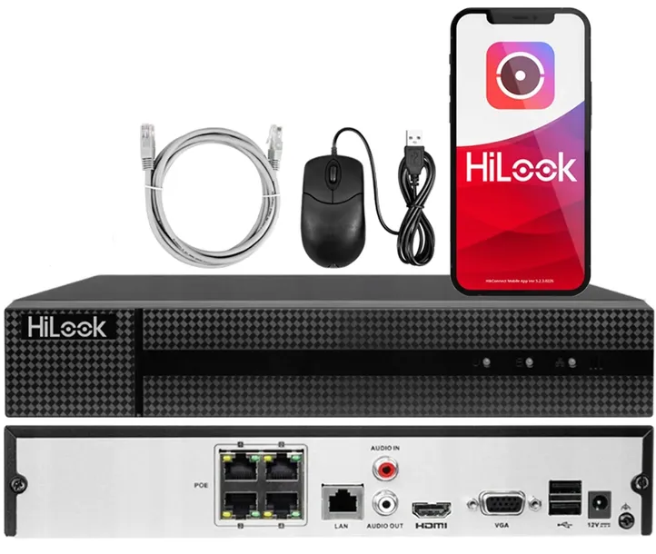 Rejestrator IP 4 kanałowy 4x PoE HiLook NVR-4CH-5MP/4P Nagrywarka do 8Mpx