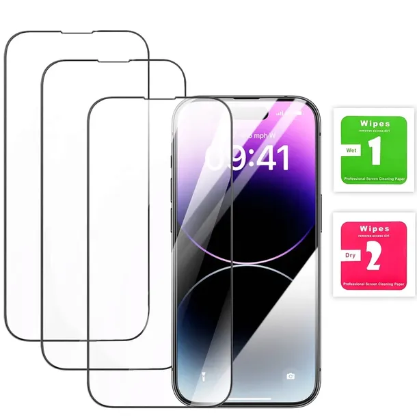 3X SZKŁO HARTOWANE SZYBKA 5D CAŁY EKRAN do IPHONE 14/15 PRO MAX 15 PLUS