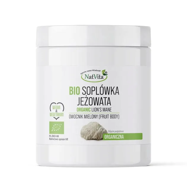 Soplówka Jeżowata BIO Grzyb Mielony Pamięć Koncentracja 250g NatVita