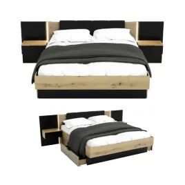 lozko-nowoczesne-z-szufladami-160x200-led-podwojne-dab-artisan-czarne