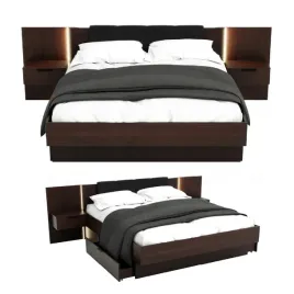 lozko-nowoczesne-z-szufladami-160x200-led-podwojne-ciemne-wenge-drewno