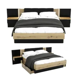 lozko-nowoczesne-z-szufladami-180x200-led-podwojne-dab-artisan-czarne