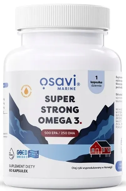 Osavi Super Strong Omega 3 60 kap 500 EPA 250 DHA Olej Rybi ODPORNOŚĆ Serce