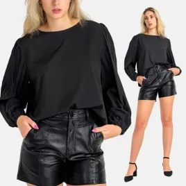 bluzka-damska-luzna-gladka-plisowane-rekawy-stylowa-elegancka-czarna-m