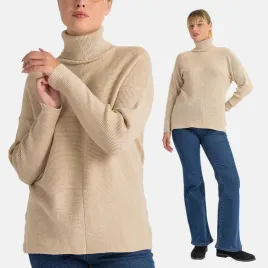 golf-sweter-damski-wiskoza-dlugi-rekaw-zaokraglony-tyl-prazek-bezowy-l