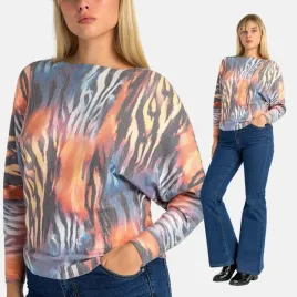 sweter-damski-wiskoza-wzorzysty-luzny-rekaw-nietoperz-modny-pomarancz-l-xl