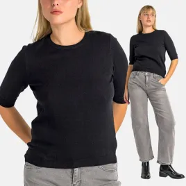 sweter-damski-z-wiskoza-gladki-dopasowany-krotki-rekaw-czarny-s