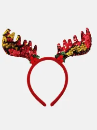 opaska-na-glowe-swiateczna-rogi-renifera-cekinowe-mikolajki-czerwona
