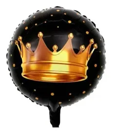 balon-foliowy-okragly-czarny-z-nadrukiem-korony