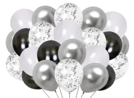 zestaw-balonow-urodzinowych-konfetti-czarne-biale-balony-srebrne-konfetti